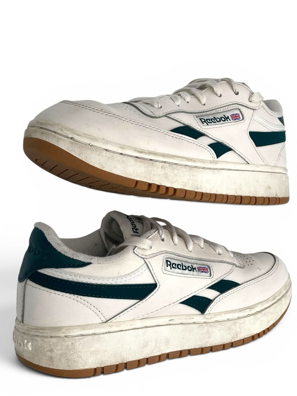 Reebok Club C White Green Sneakers Women Size 8.5 Retro Gum Sole - Picture 7 of 10